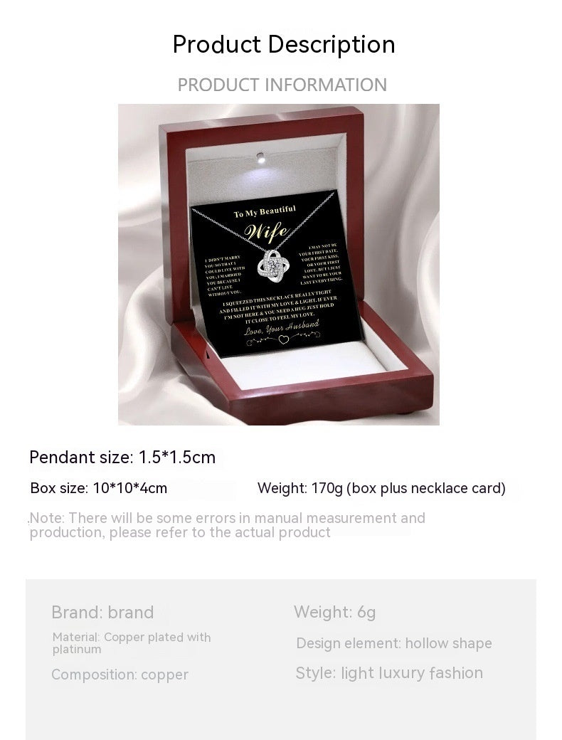 LED Lighted Gift Box Heart Necklace — Romantic Crystal Pendant for Her (Wife • Daughter • Sister)
