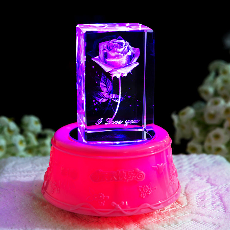 3D Crystal Rose with LED Light – Elegant Gift for Birthday, Anniversary, Home Décor & Loved One”