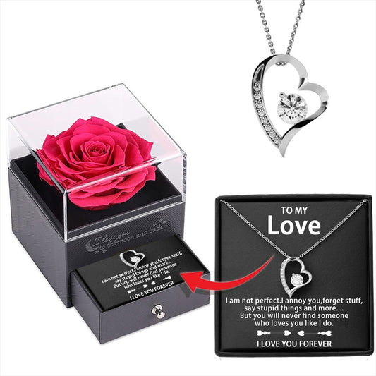 “Zircon Love Necklace in Flower Gift Box – Perfect Romantic Gift for Her”