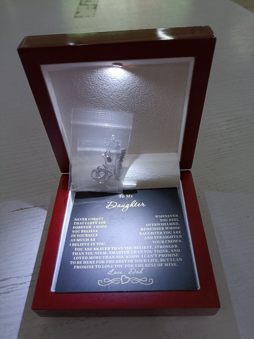 LED Lighted Gift Box Heart Necklace — Romantic Crystal Pendant for Her (Wife • Daughter • Sister)