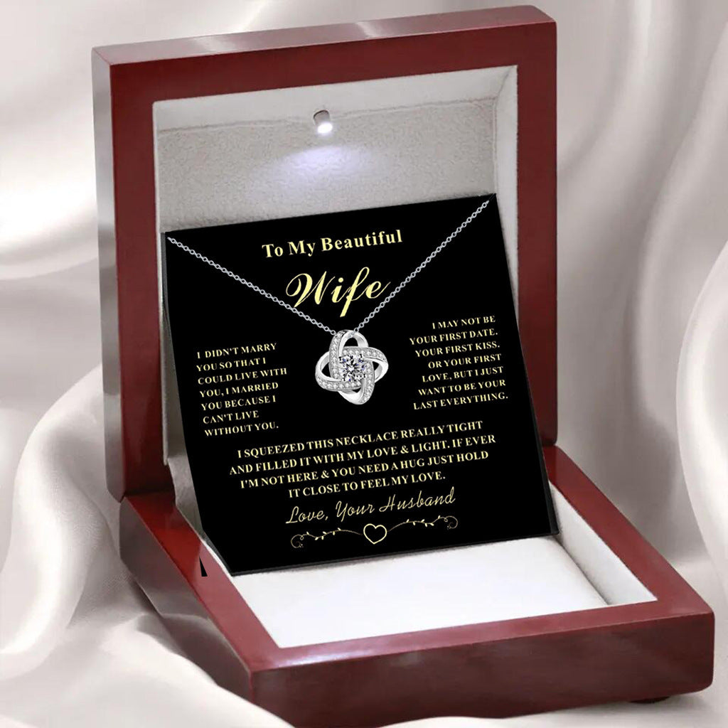 LED Lighted Gift Box Heart Necklace — Romantic Crystal Pendant for Her (Wife • Daughter • Sister)