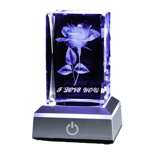 3D Crystal Rose with LED Light – Elegant Gift for Birthday, Anniversary, Home Décor & Loved One”