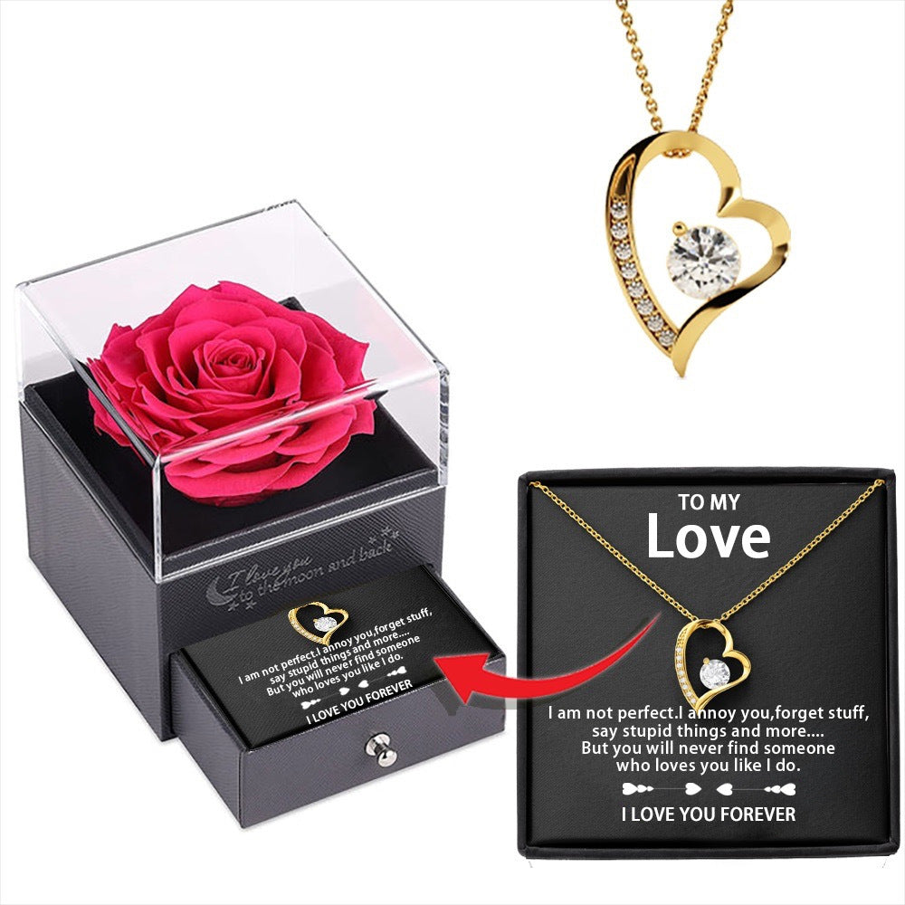 “Zircon Love Necklace in Flower Gift Box – Perfect Romantic Gift for Her”