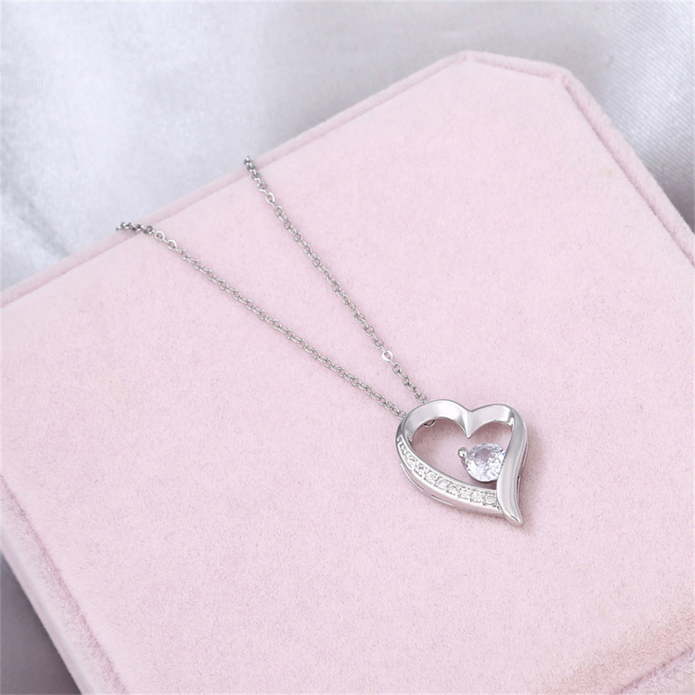 “Zircon Love Necklace in Flower Gift Box – Perfect Romantic Gift for Her”